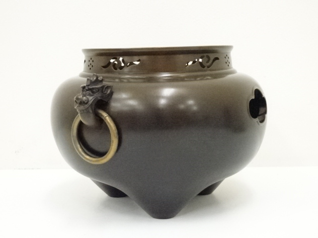 道具 ] - 道具 鋳師 孫兵衛造 唐銅鬼面風炉・丸釜添（共箱） | ネット